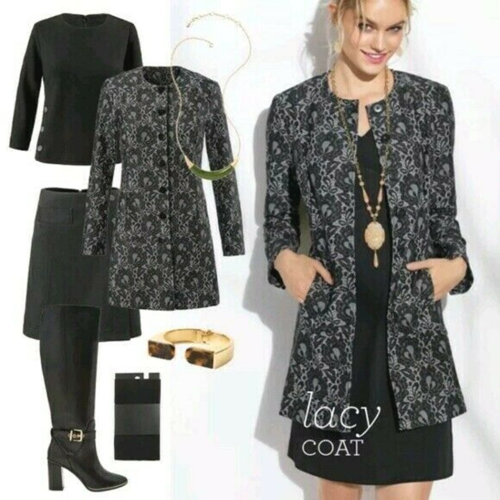 CAbi 3316 Lacy Coat Lace Floral Long Sleeve Jacket